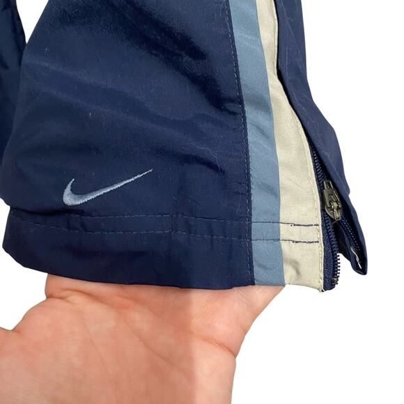 VTG 90s Y2K Nike Windbreaker lined pants Navy Blue Swoosh Zip Pockets Men’s XXL - Picture 11 of 16